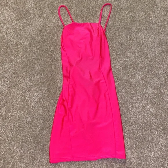 Neon Pink Body-con mini dress - Picture 4 of 5